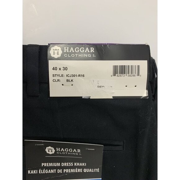 NEW W/ TAGS - HAGGAR Premium Dess Khaki Black - Straight Fit - Men's Size 40x30 - Picture 3 of 5